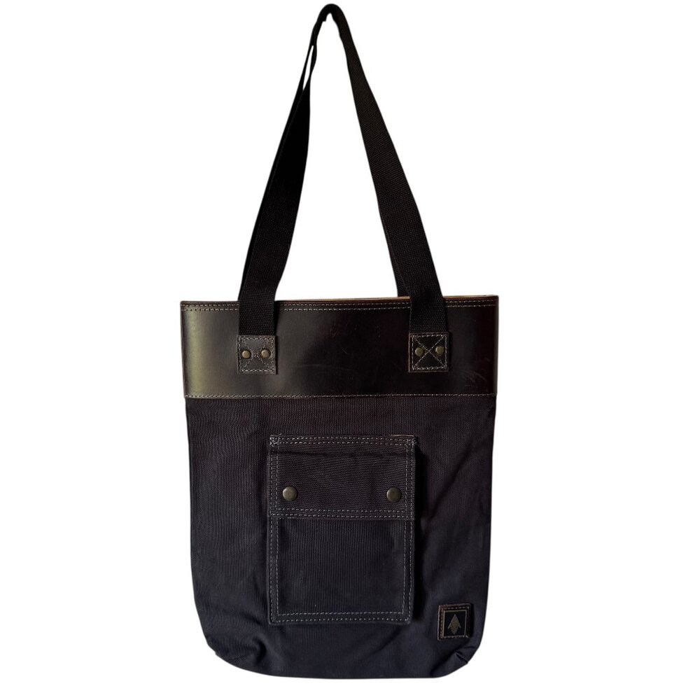 Damn Dogs Tote Shoulder Bag Charcoal Black Canvas Leather Trim Rugged Unisex